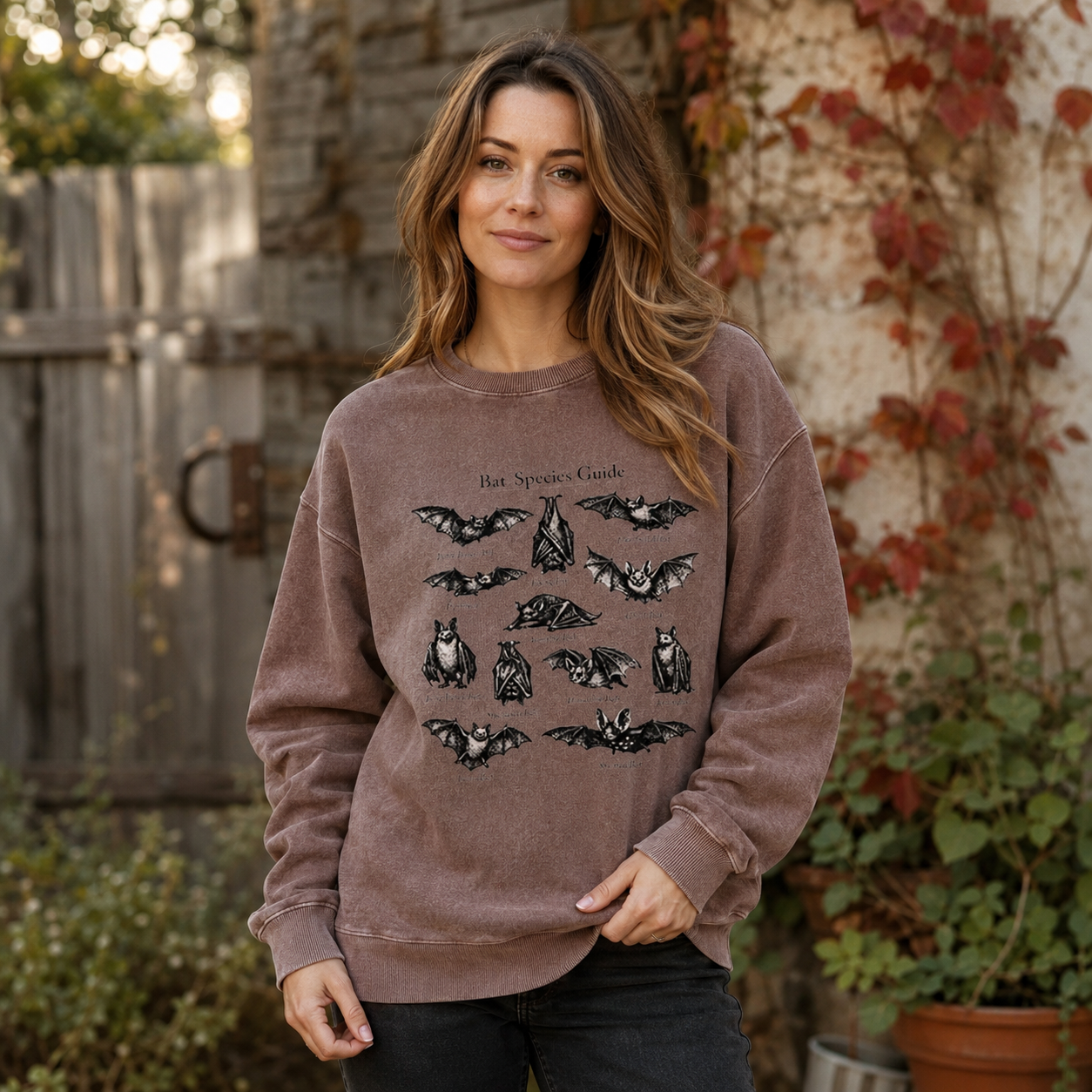 Bat Species Guide Illustration Washed Sweatshirts