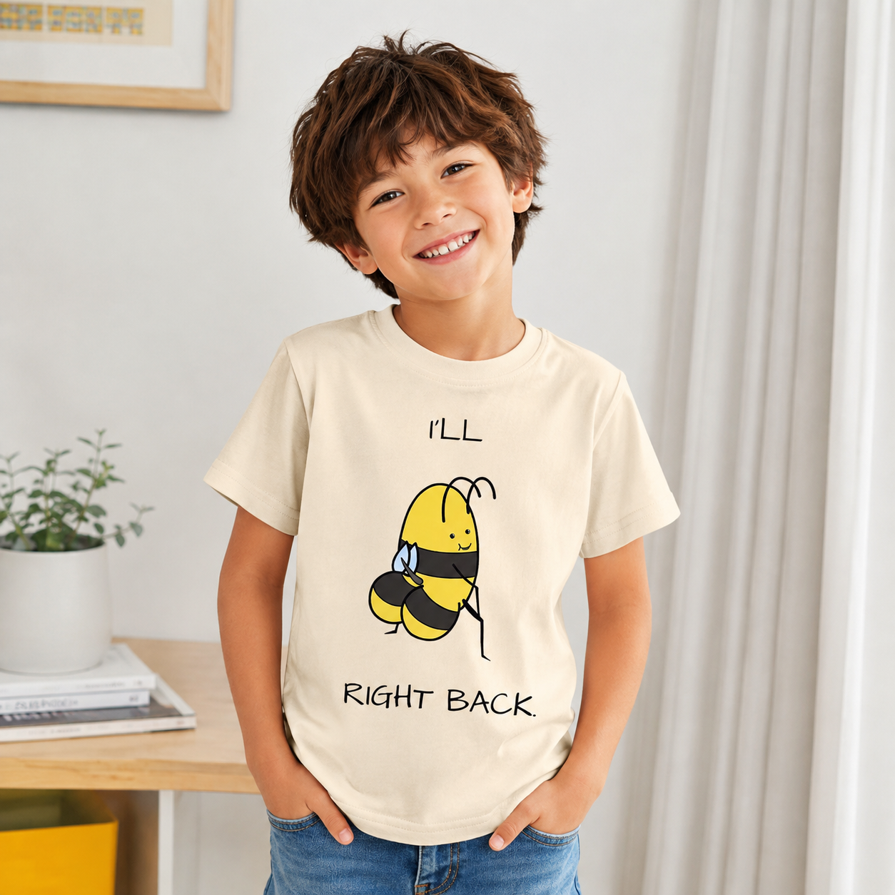 I’ll Bee Right Back Pun Kids T-Shirt