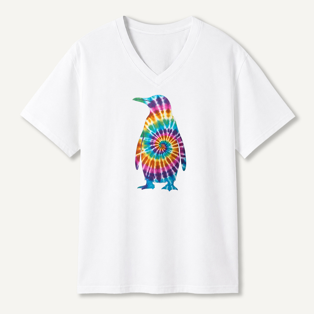 Tie Dye Penguin Retro Swirl V-neck T-Shirt
