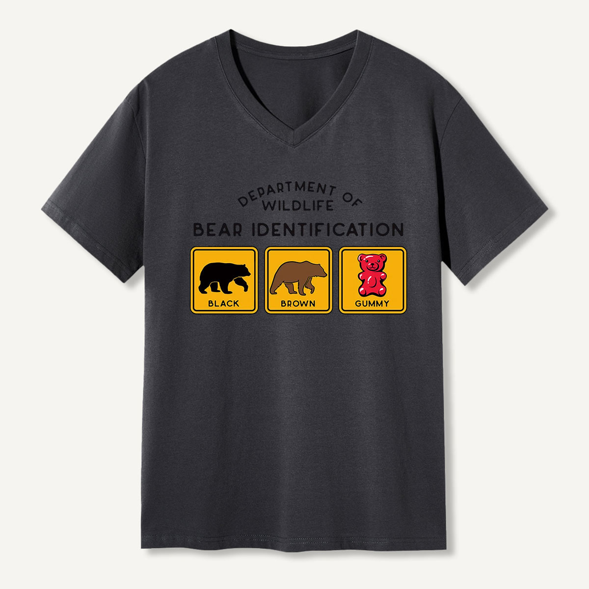 Bear Tee Cotton Classic V-neck T-Shirt