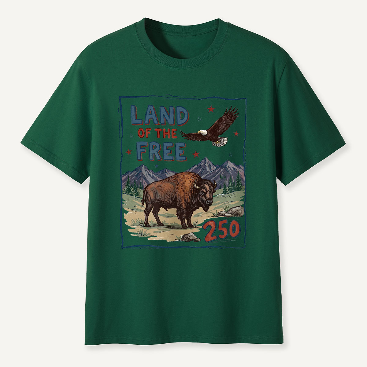 American Wildlife Land of the Free Bison and Eagle T-Shirt