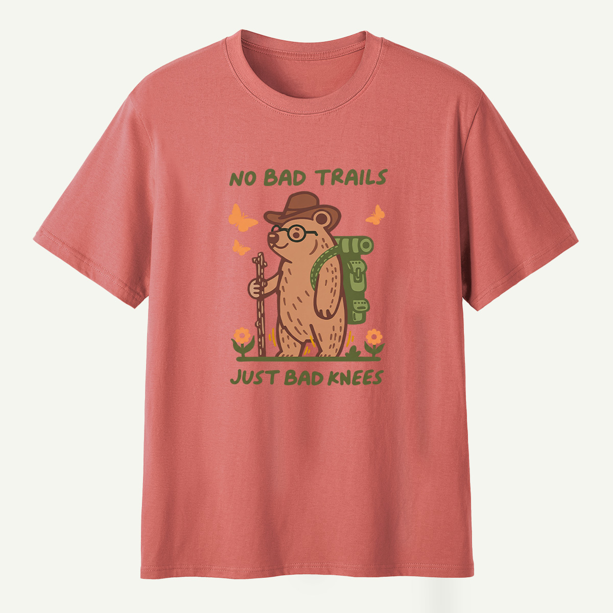 No Bad Trails Just Bad Knees Hiking Bear T-Shirt