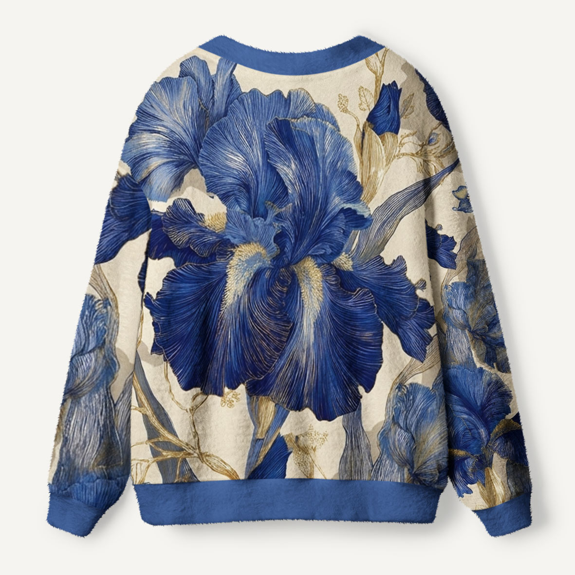 Blue Iris Botanical Premium Ugly Cardigan Sweaters