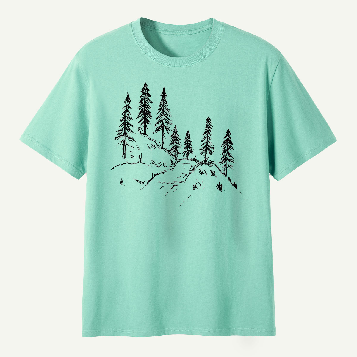 Pine Forest Ridge Line Art T-Shirt