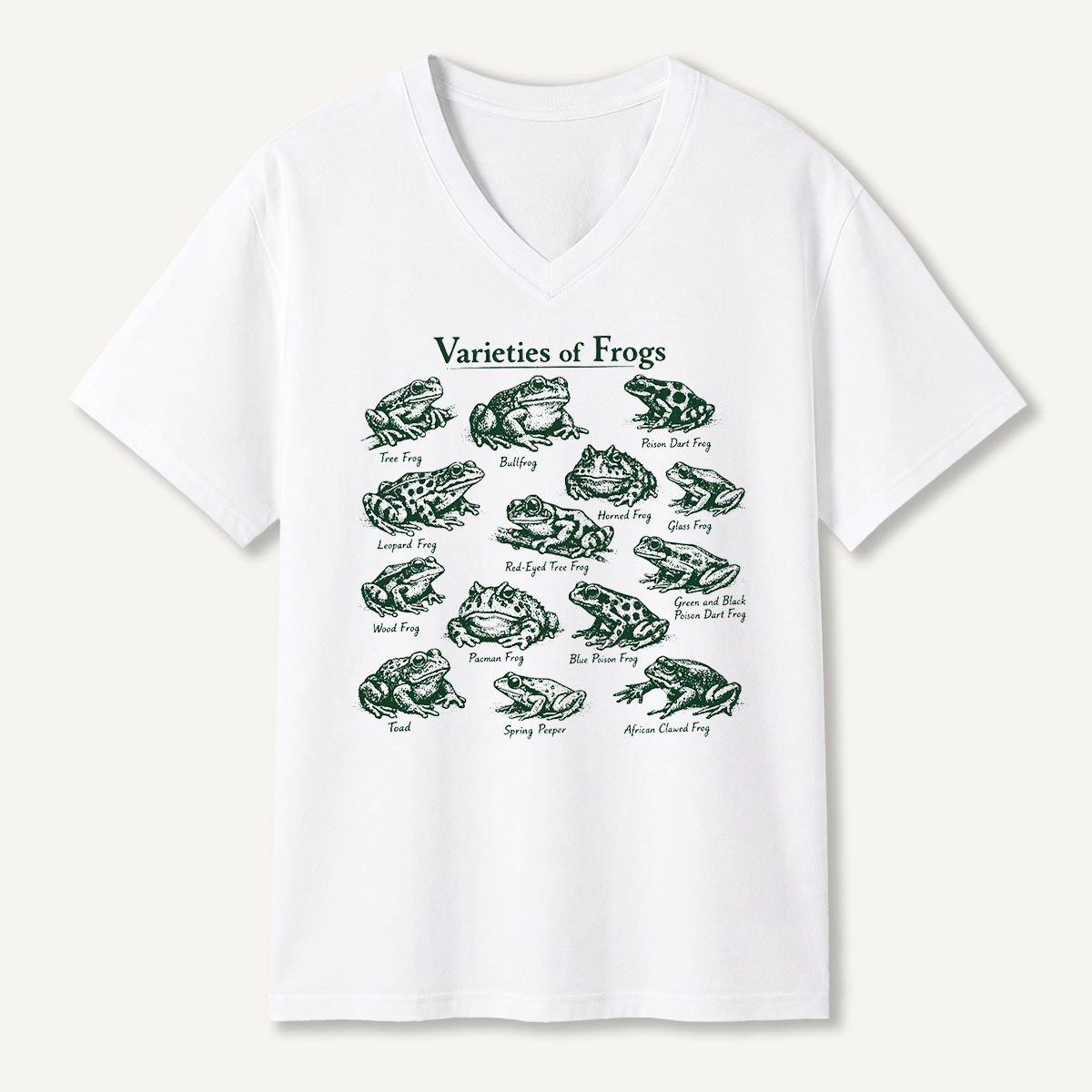 Varieties Of Frogs Amphibian Guide V-neck T-Shirt