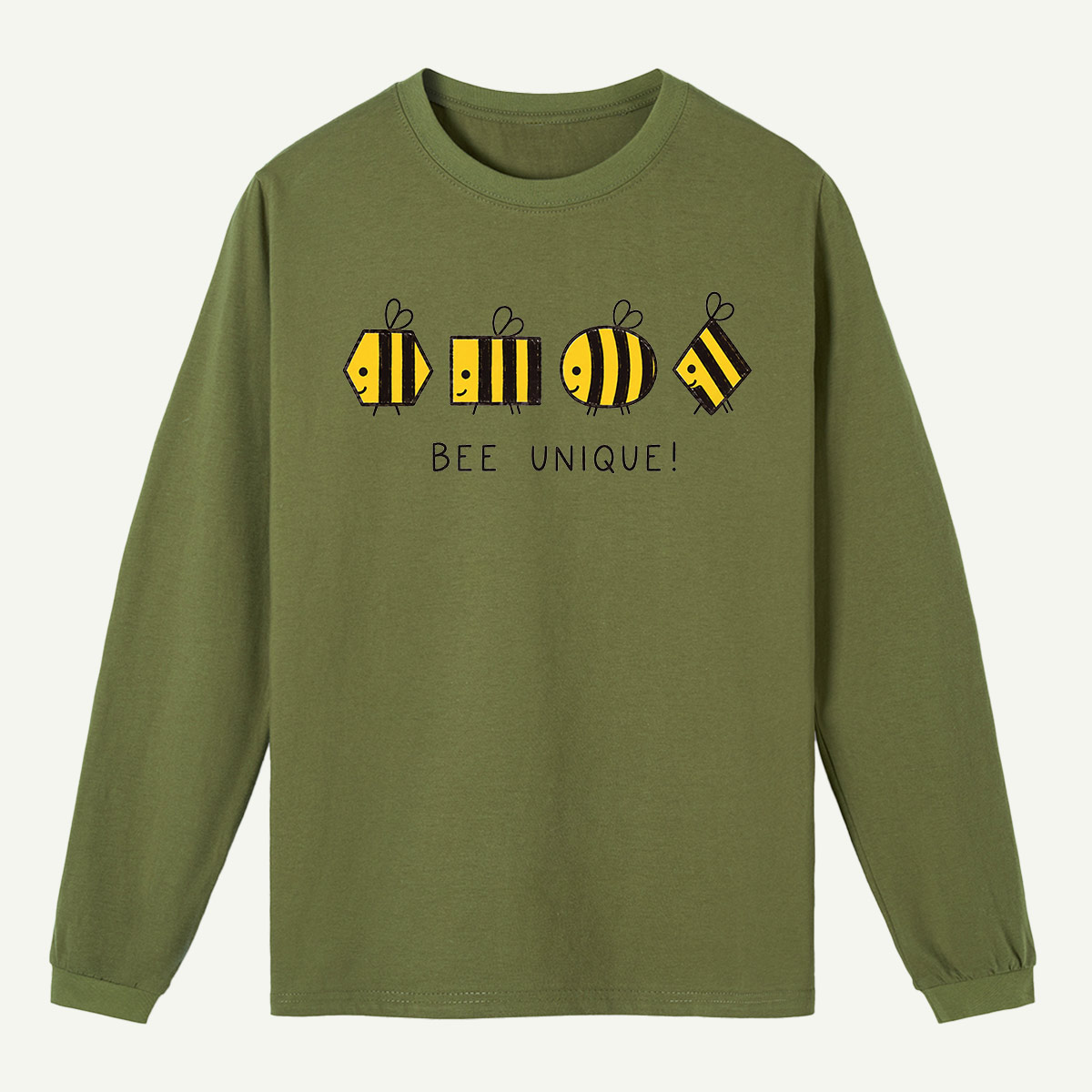 Bee Unique Geometric Bees Long Sleeve T-Shirt