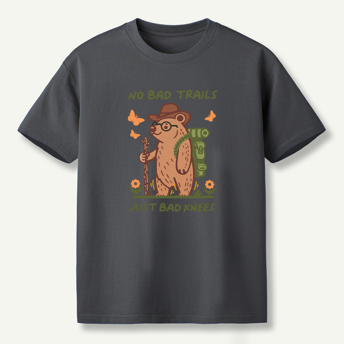 No Bad Trails Just Bad Knees Hiking Bear T-Shirt