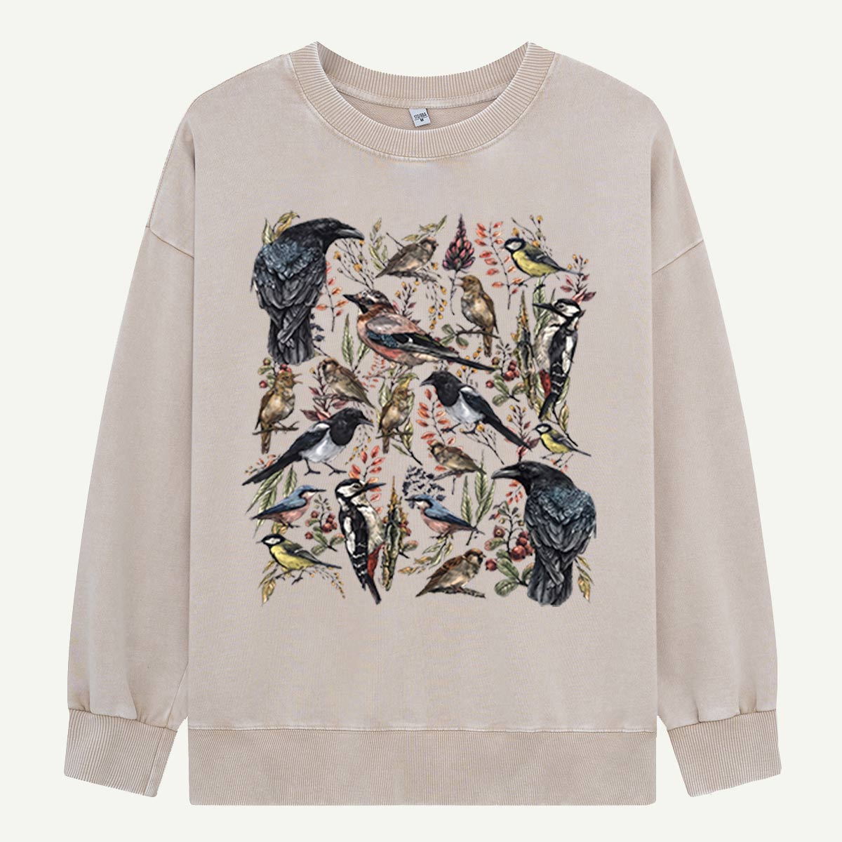 Vintage Wild Birds Botanical Washed Sweatshirts