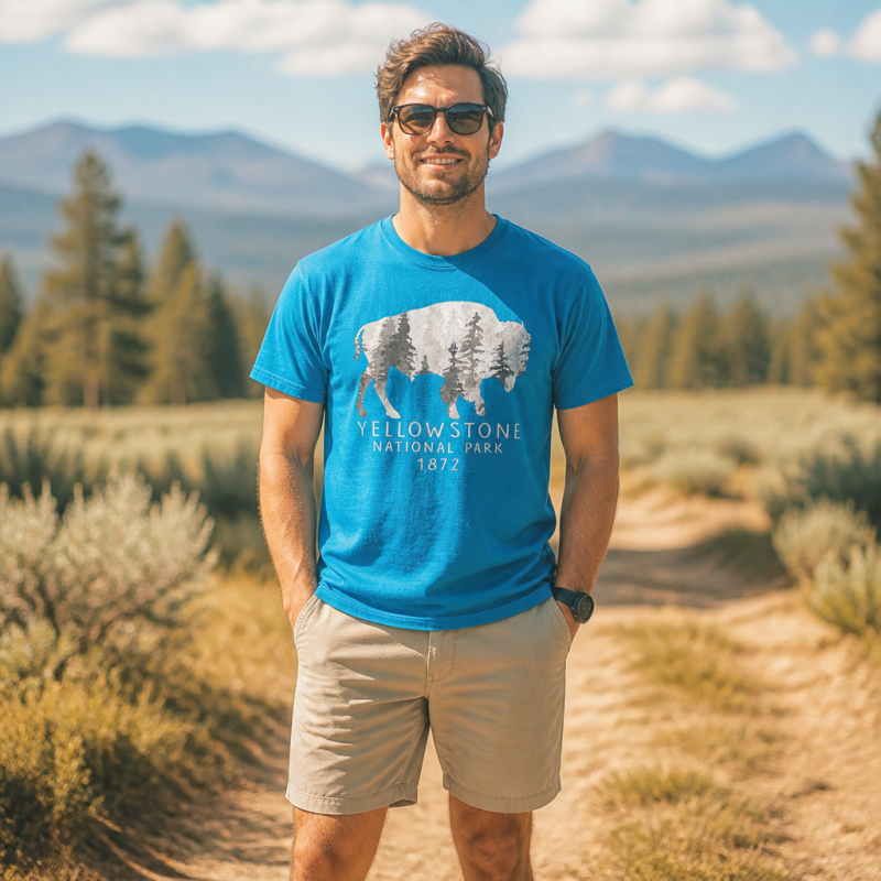 Yellowstone National Park 1872 Bison Forest T-Shirt