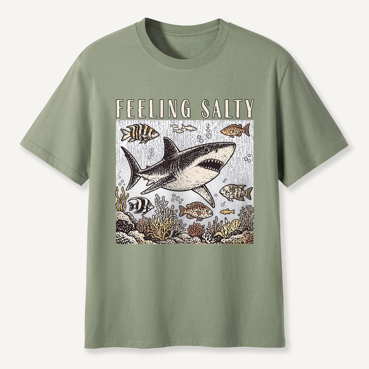 Feeling Salty Shark Ocean Humor T-Shirt