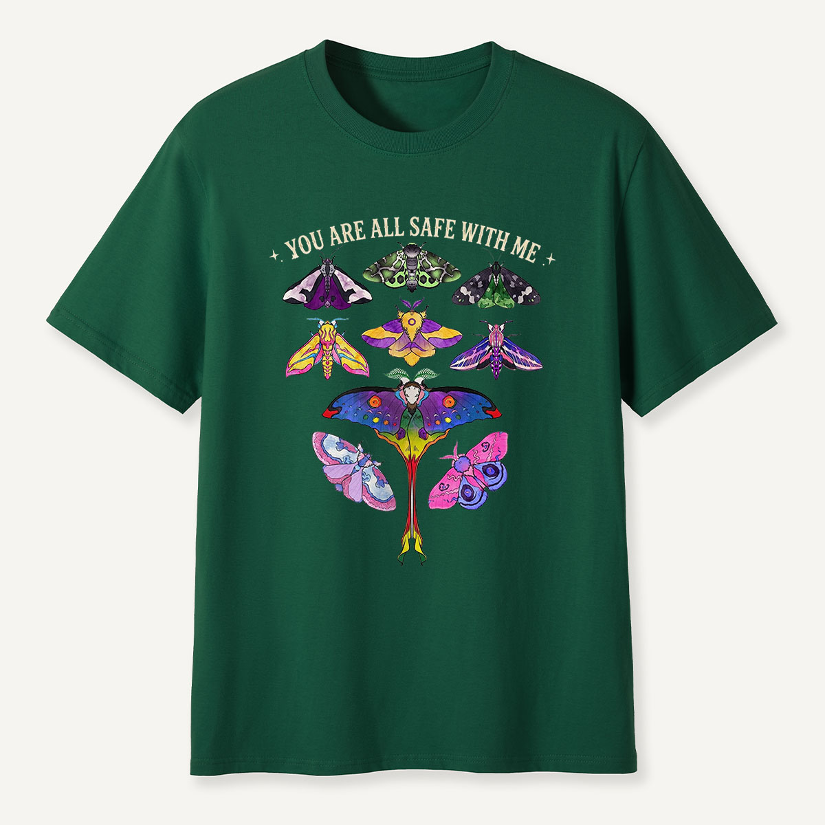 You Are Safe With Me Colorful Moth T-Shirt