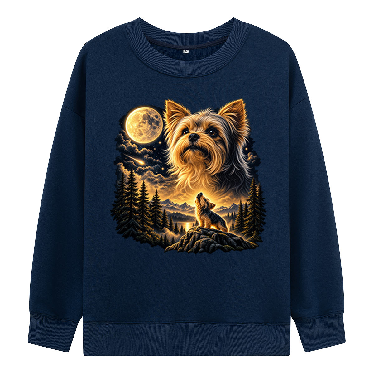 Little Dog Under The Moonlit Forest Sweatshirts