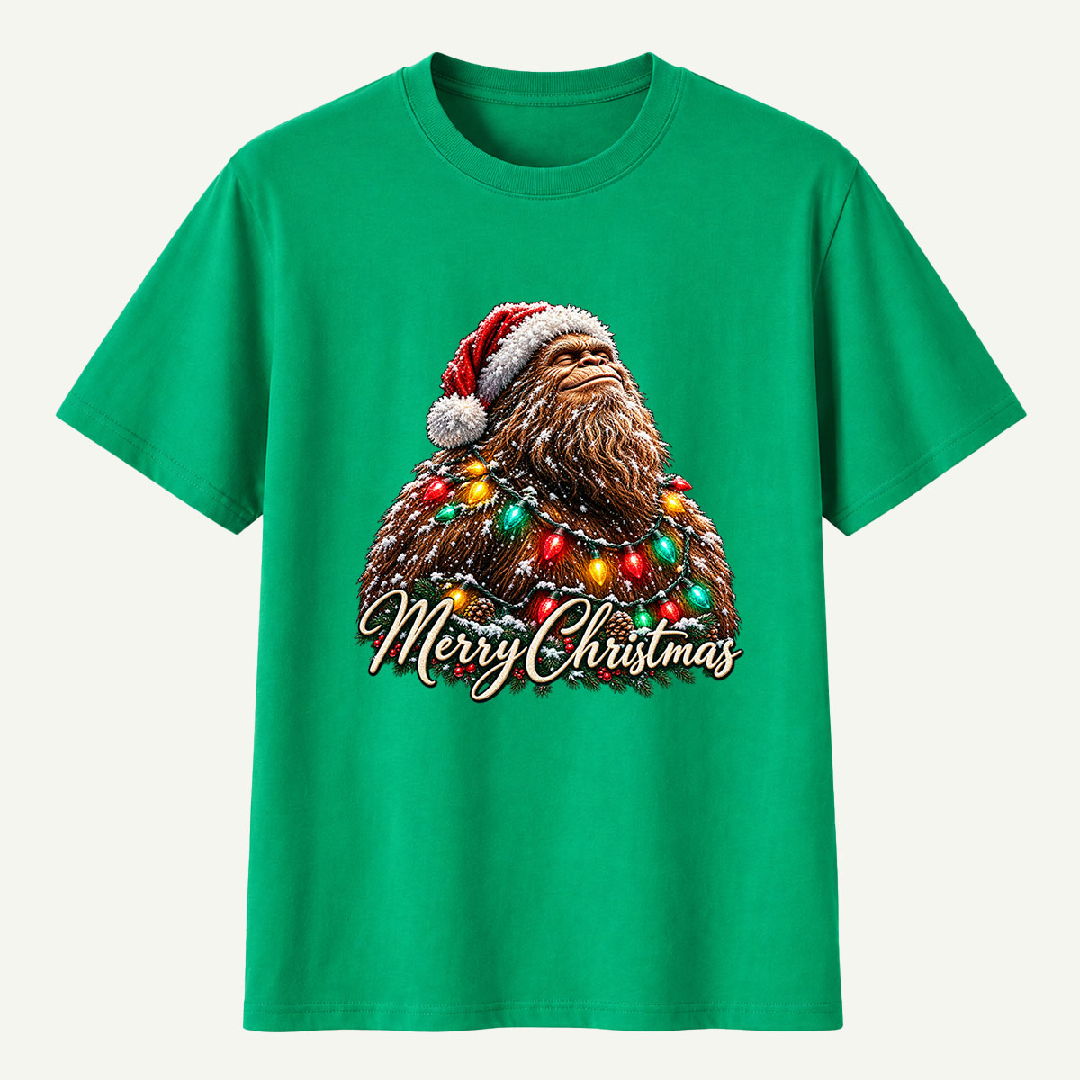 Merry Christmas Bigfoot Christmas Lights T-Shirt