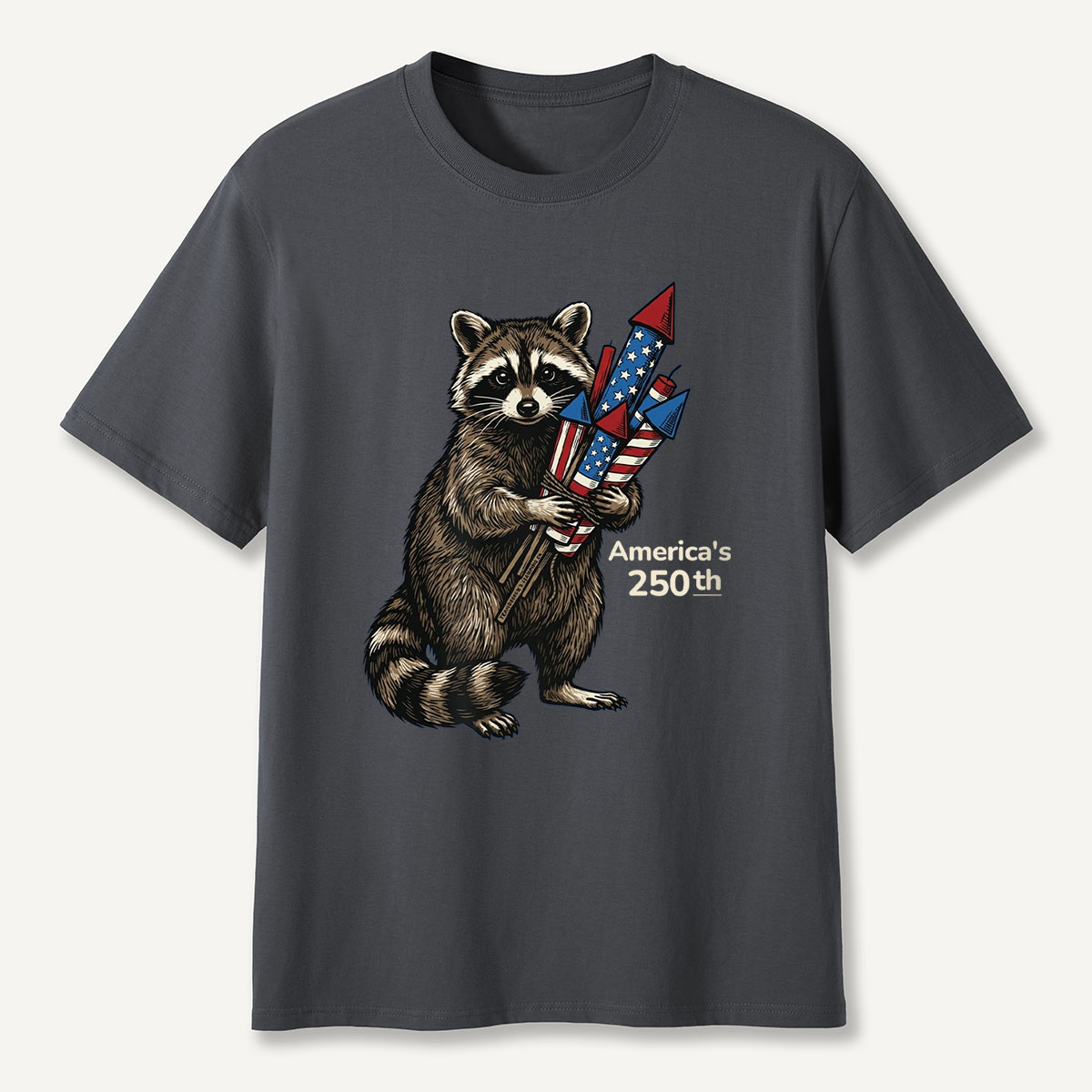 Raccoon America’s 250th Fireworks T-Shirt