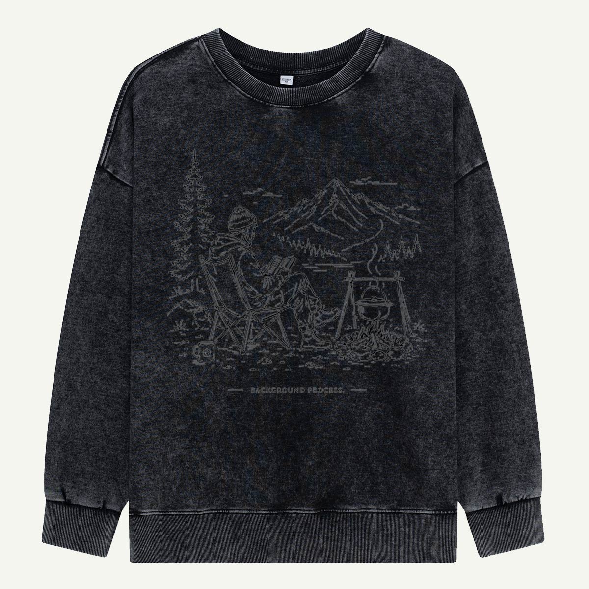 Background Process: Camp, Read, Repeat Washed Sweatshirts