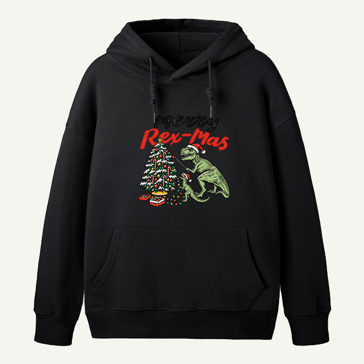 Merry Rex Mas T Rex Family Decorating Christmas Tree Hoodie