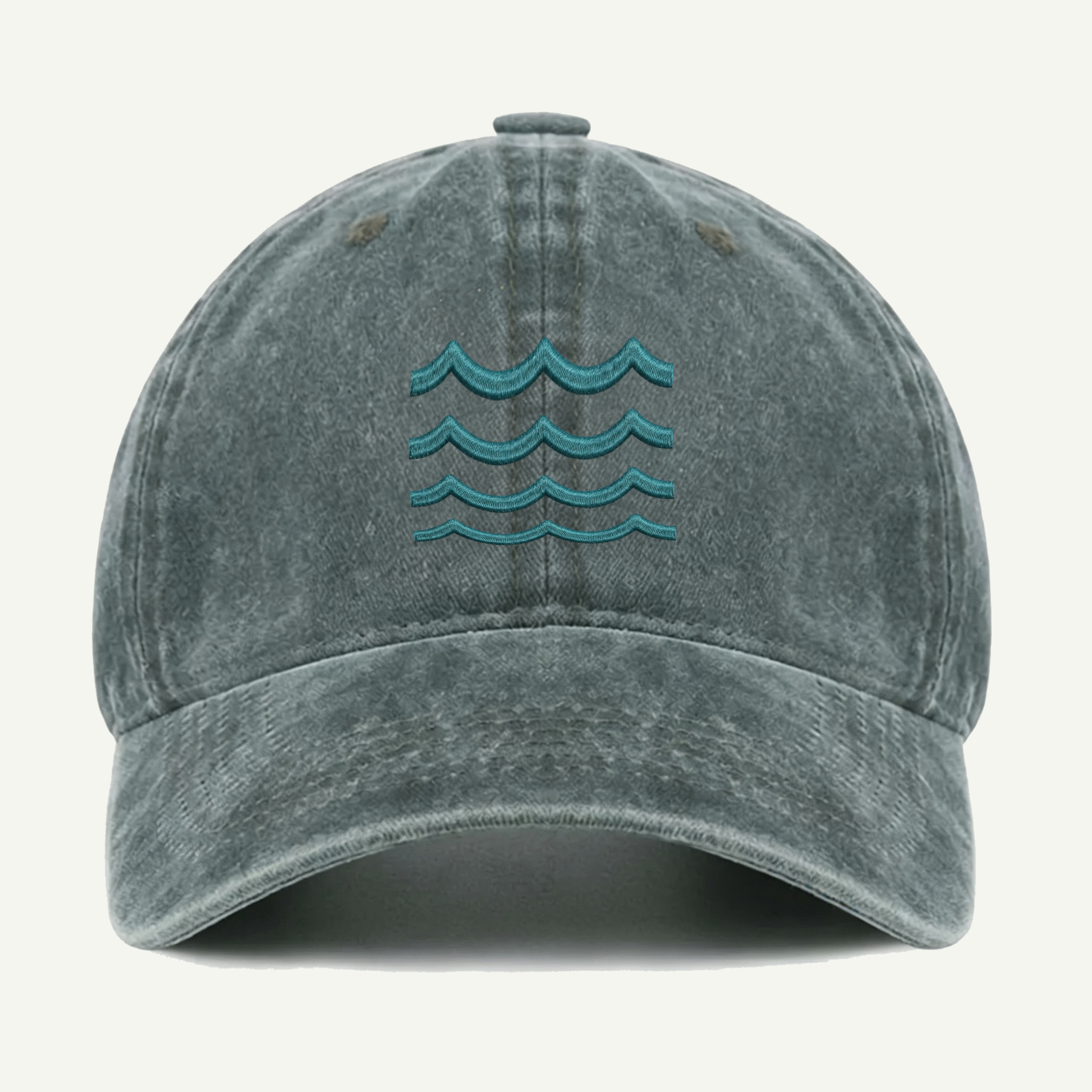 Ocean Waves Washed Embroidered Hat