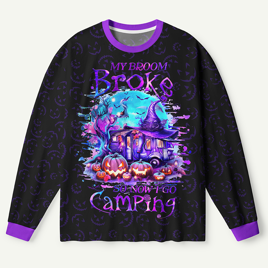 My Broom Broke So Now I Go Camping Witch Graphic Premium Pure Cotton Long Sleeves