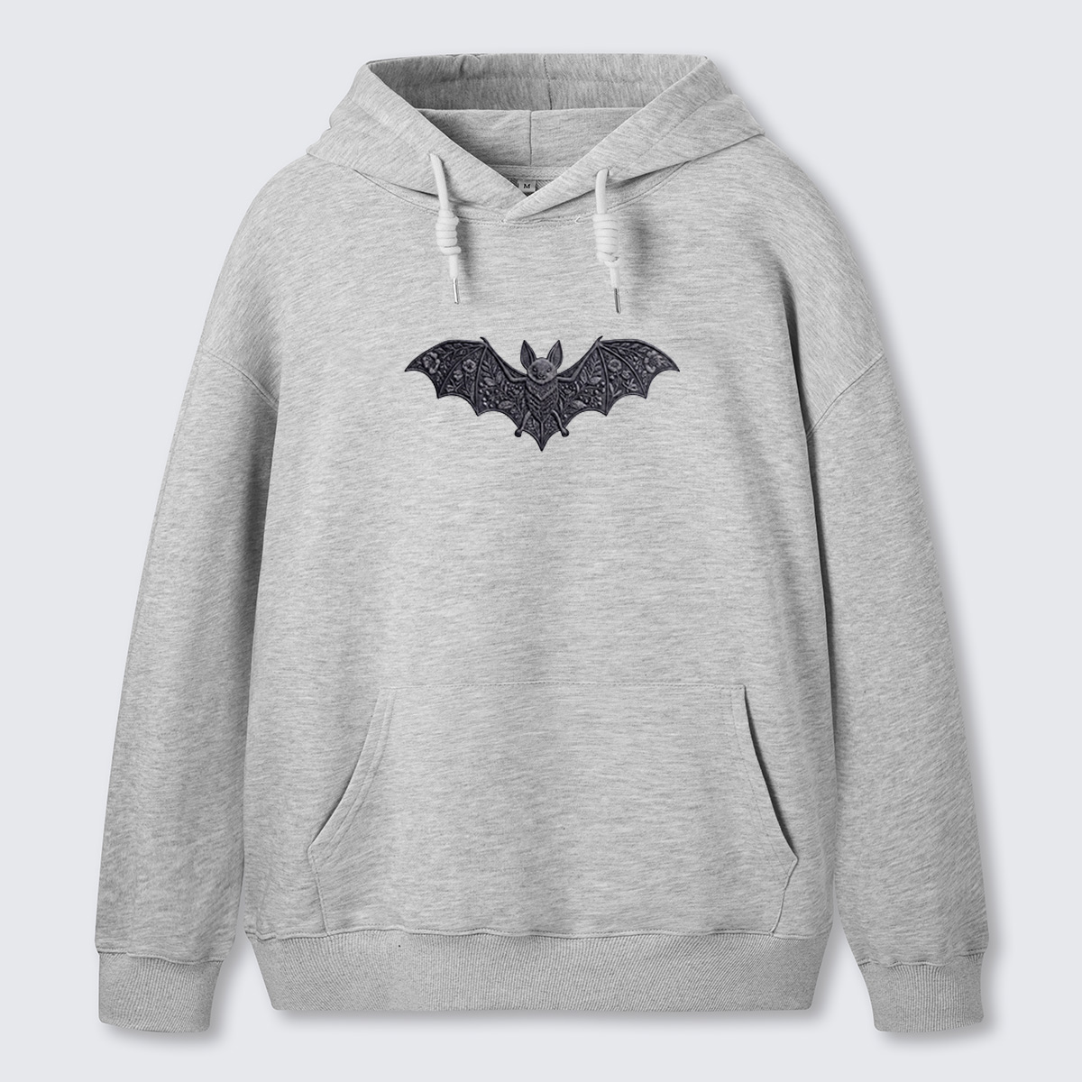 Simple Bat Icon Embroidered Cotton Hoodie