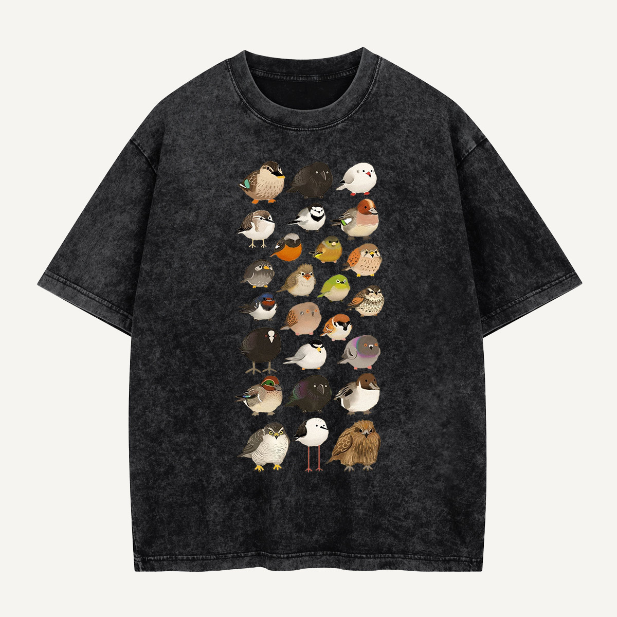 Bird Species Illustration Washed T-Shirt