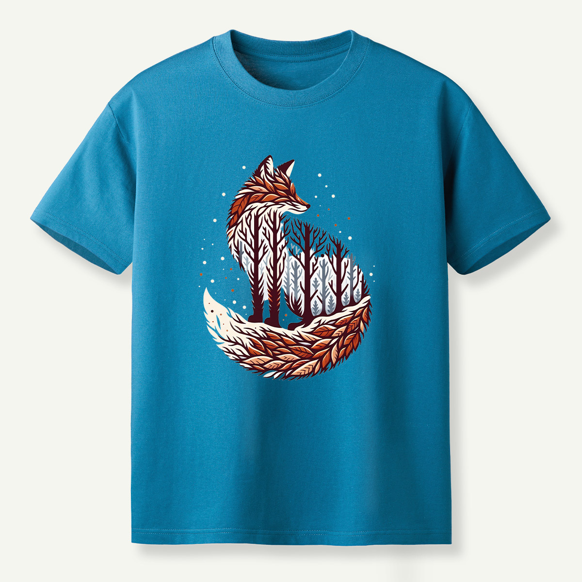 Fox Forest Double Exposure Portrait T-Shirt
