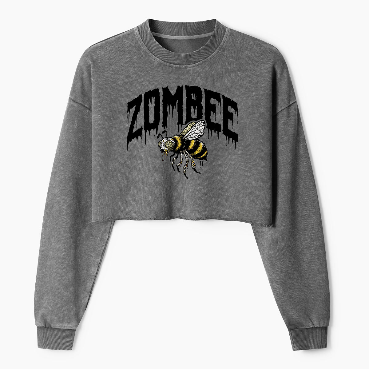 Zombee Undead Bee Women's Washed Cropped Sweatshirt