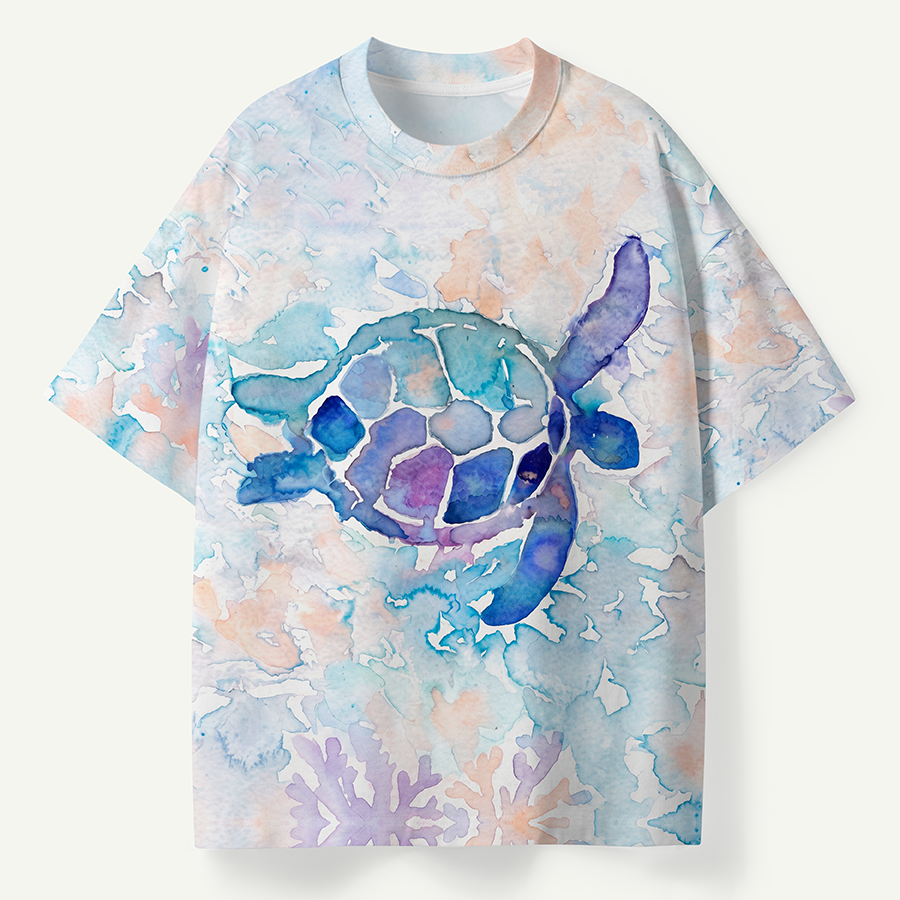 Watercolor Sea Turtle Ocean Graphic Premium Pure Cotton Tee