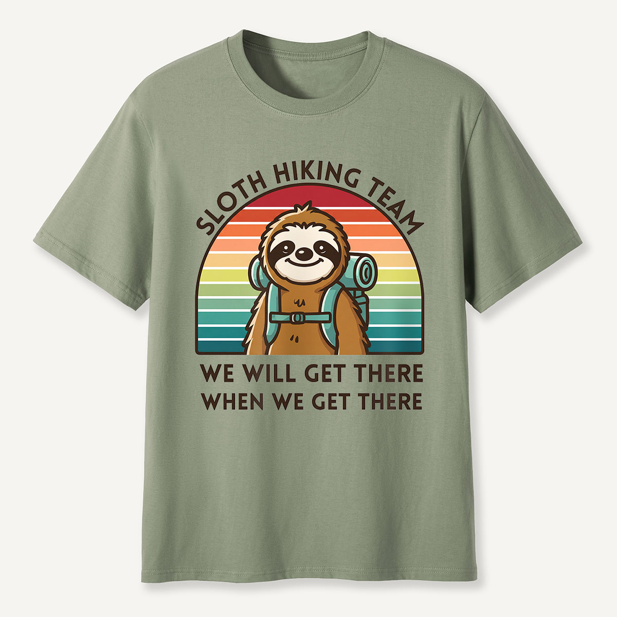 Sloth Hiking Team Retro Sunset T-Shirt