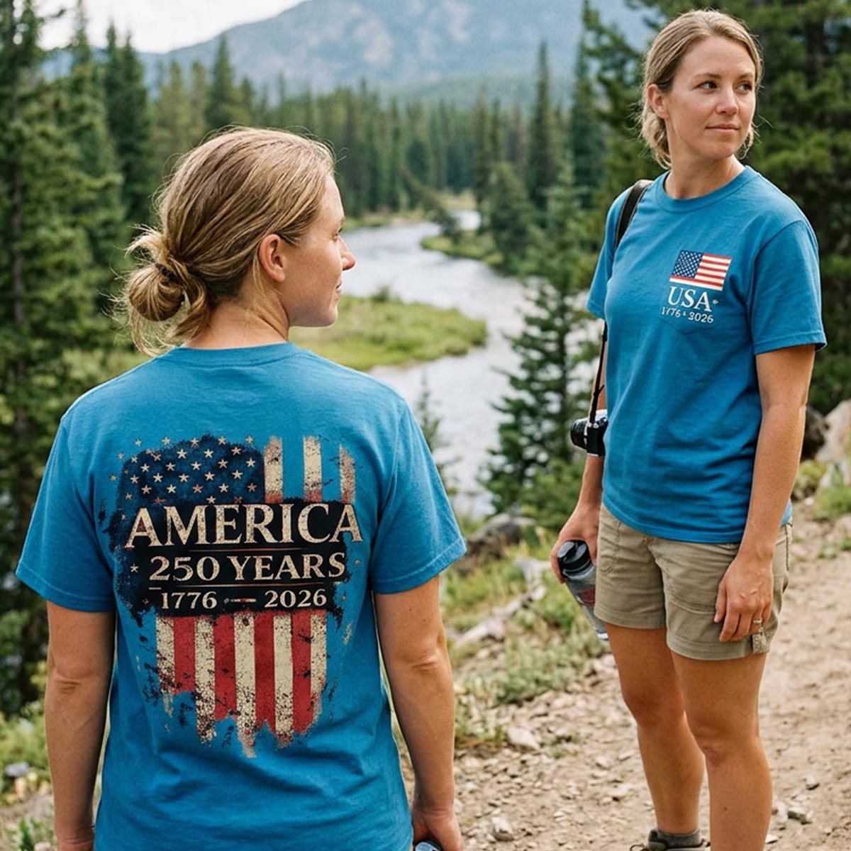 America 250 Years 1776‑2026 Distressed Flag Shield T‑Shirt