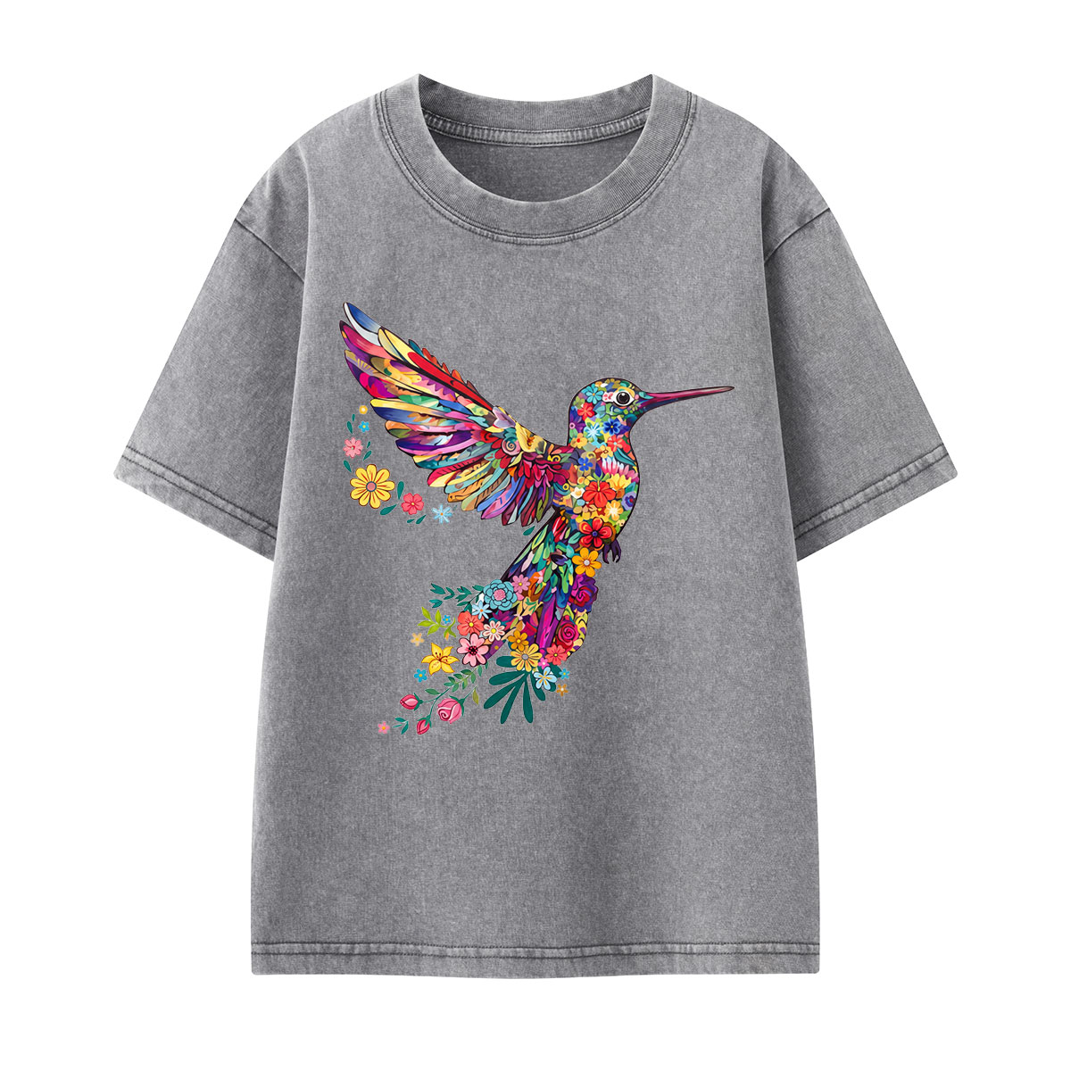 Animal Lover Hummingbird Kids Washed T-Shirt
