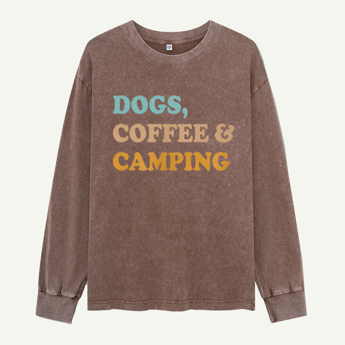 Dogs Coffee And Camping Washed Long Sleeves