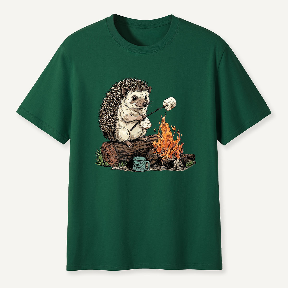 Hedgehog Roasting Marshmallow Campfire T-Shirt