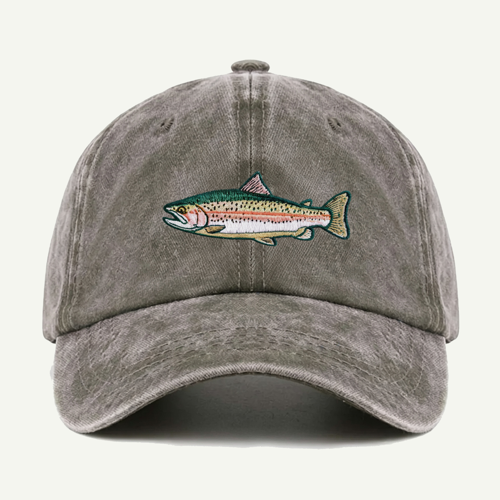 Rainbow Trout Washed Embroidered Hat