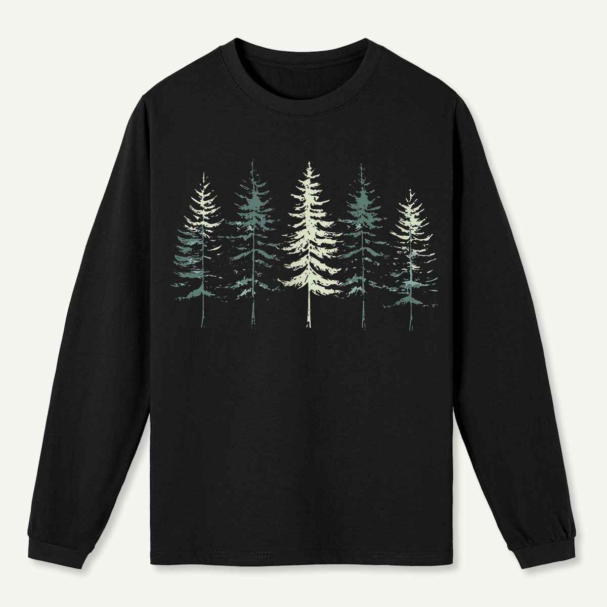 Minimal Pine Forest Silhouette  Long Sleeve T-Shirt