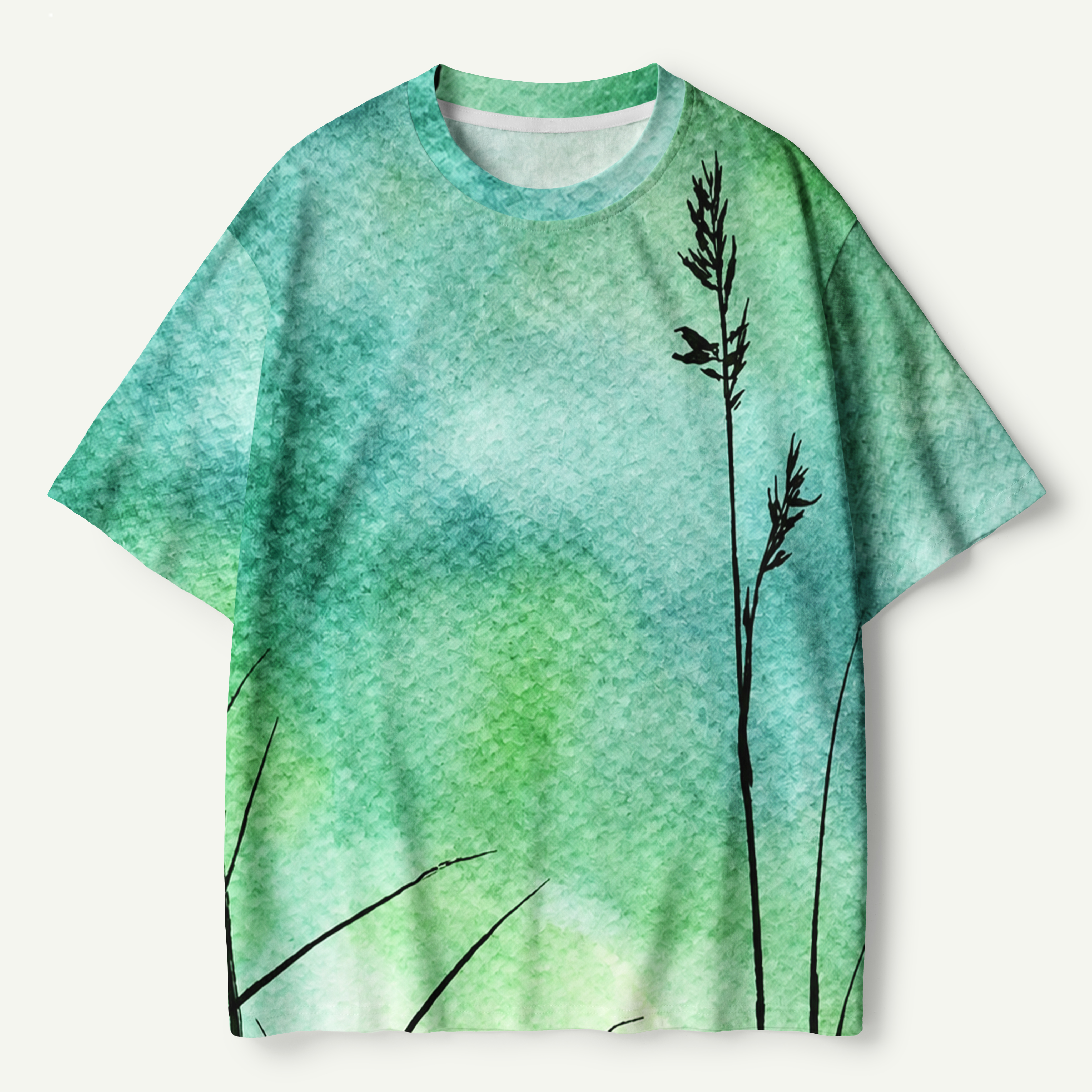 Moonlit Meadow Grass Silhouette Premium Cotton Tee