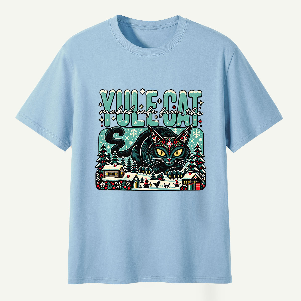 Yule Cat Naked Safe From The Christmas Cat T-Shirt