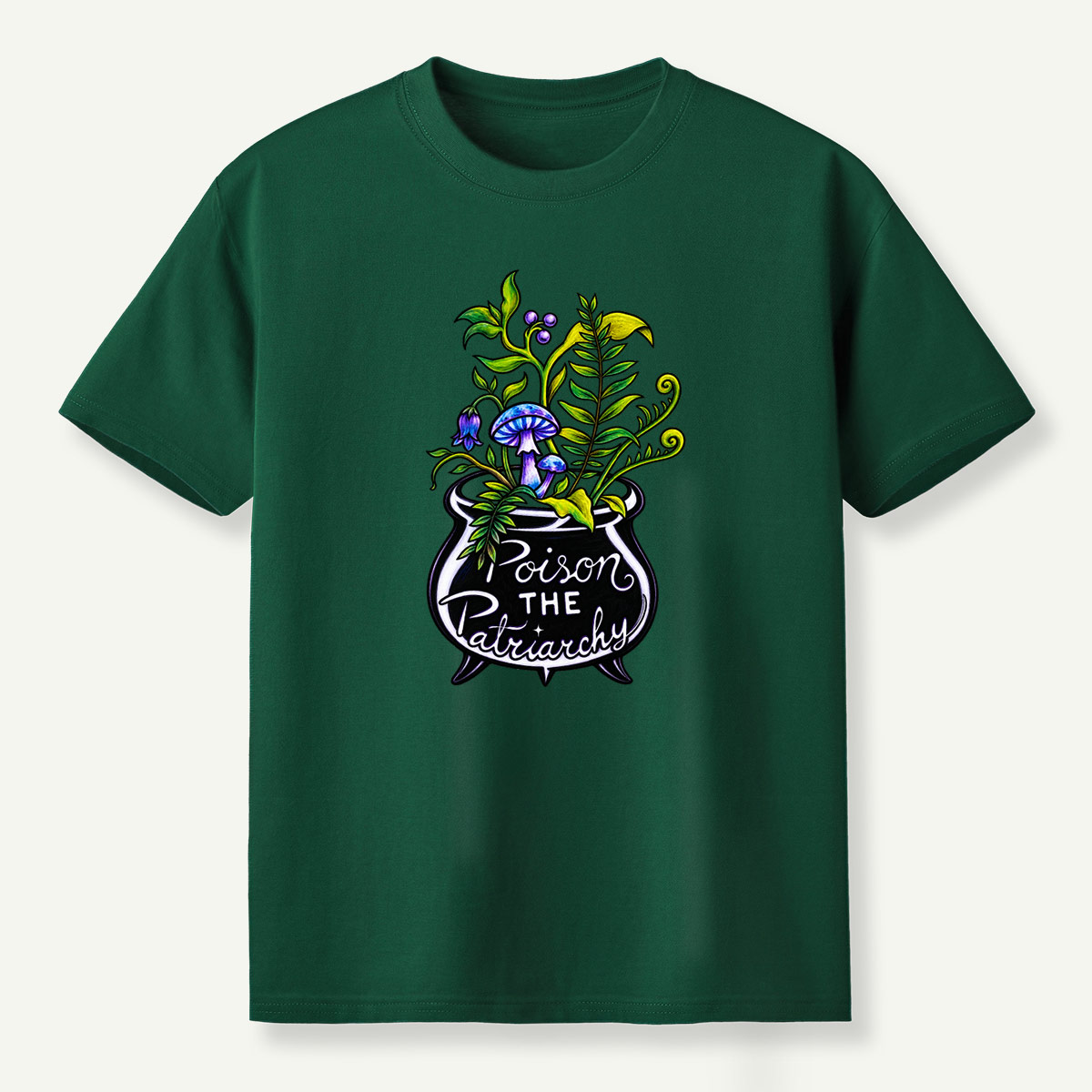 Poison The Patriarchy Mushroom Cauldron Botanical Potion T-Shirt