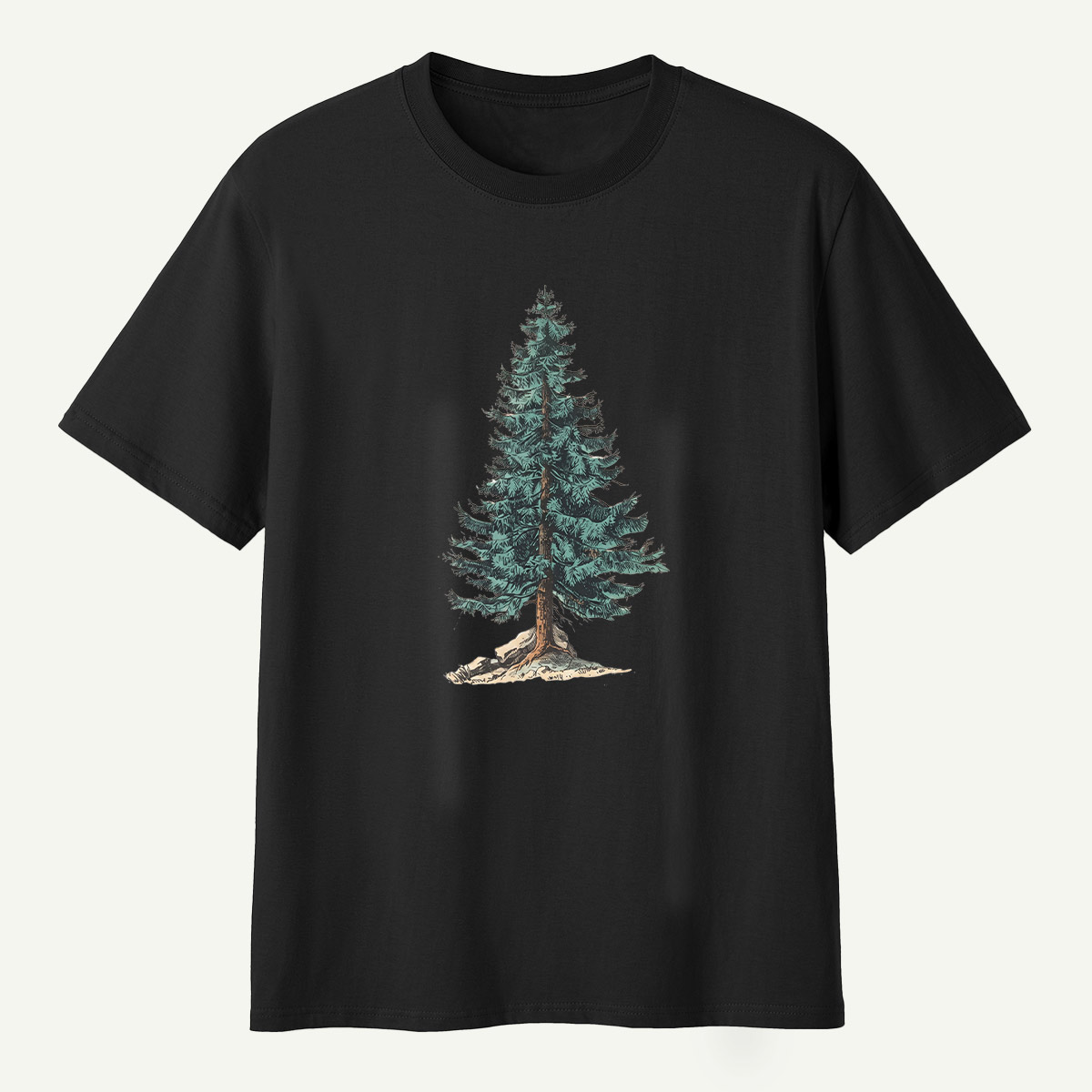 Lone Evergreen Tree Botanical Sketch T-Shirt