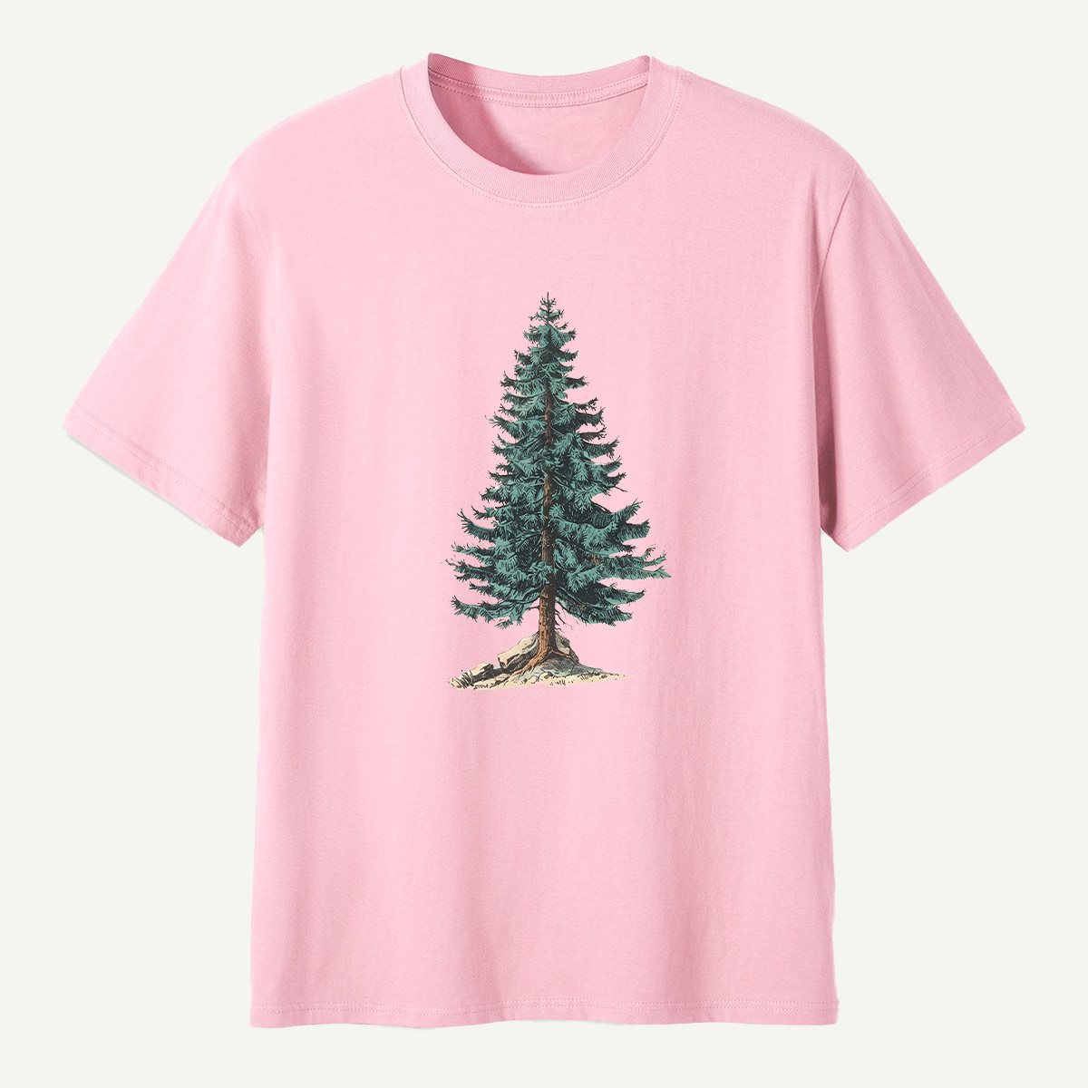 Lone Evergreen Tree Botanical Sketch T-Shirt