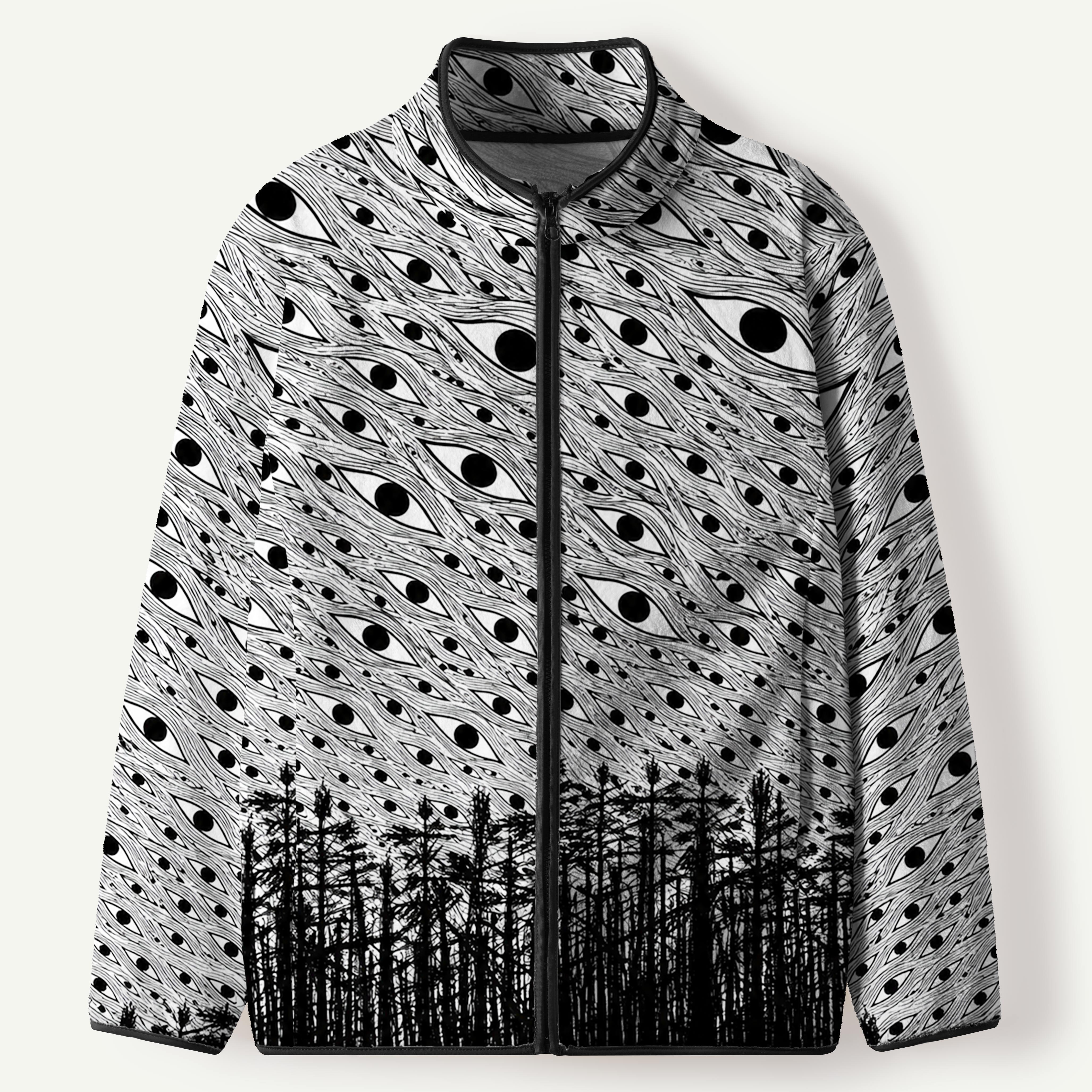 Watching Eyes Forest Illusion Men's Flannel Zip Front Cardigan