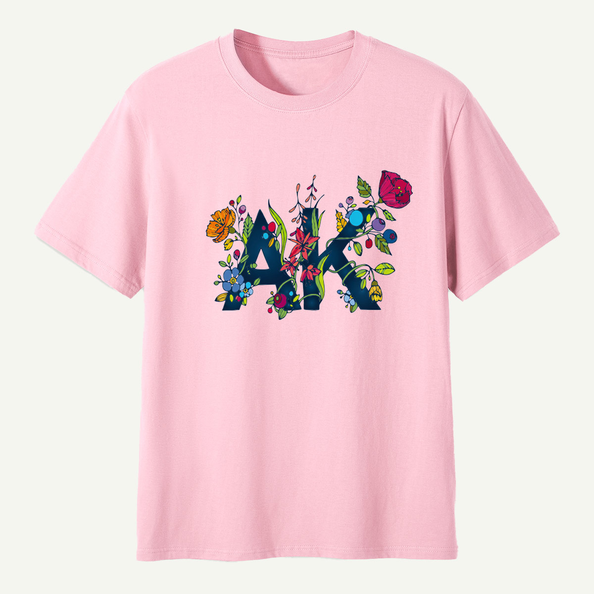 Floral Letter M Wildflower Botanical Collage T-Shirt