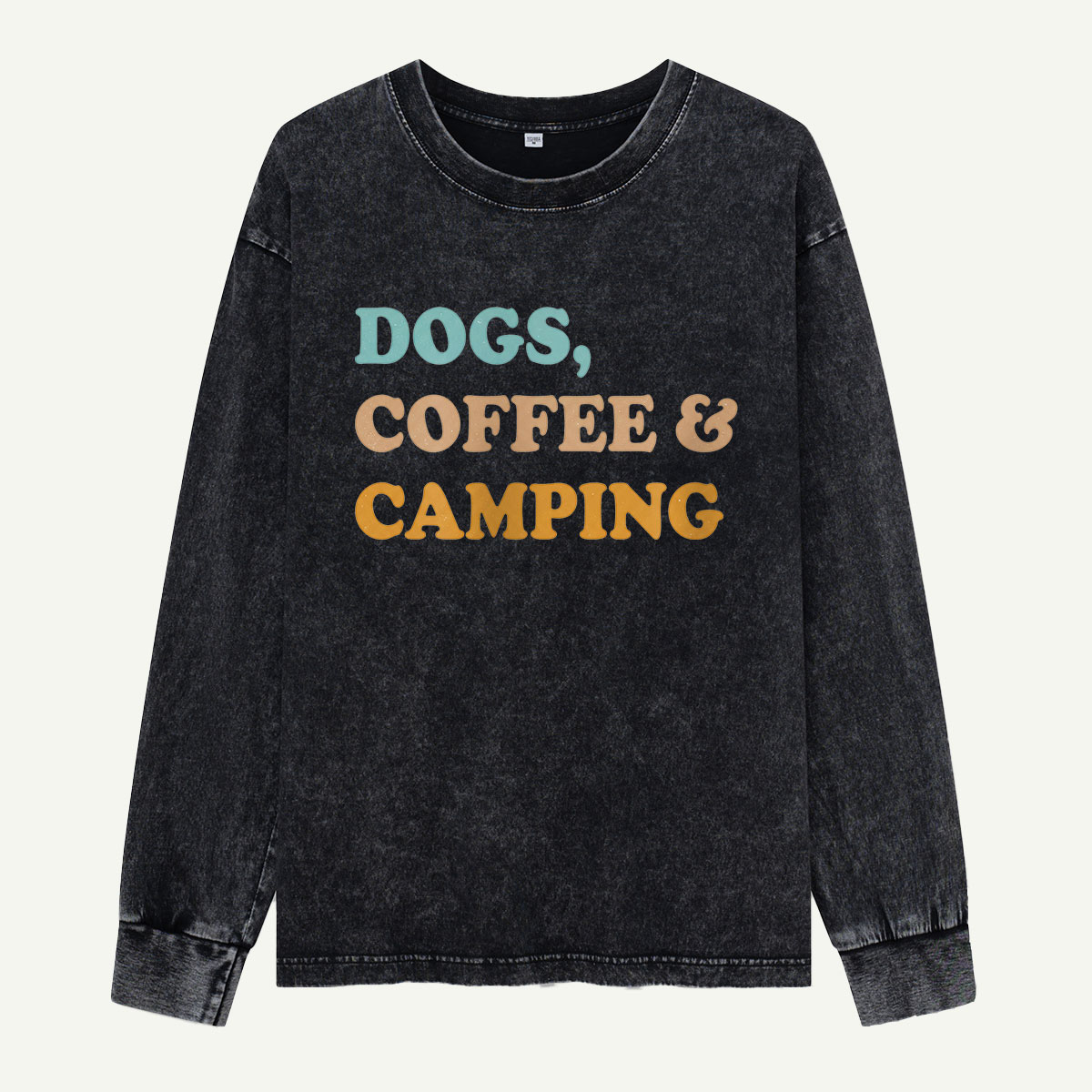 Dogs Coffee And Camping Washed Long Sleeves