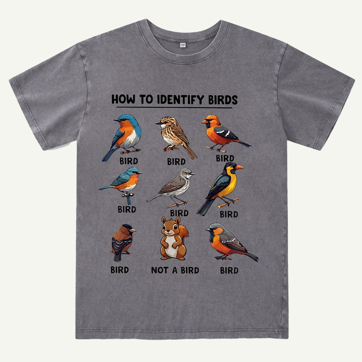 Funny Bird How to Identify Birds Washed T-Shirt
