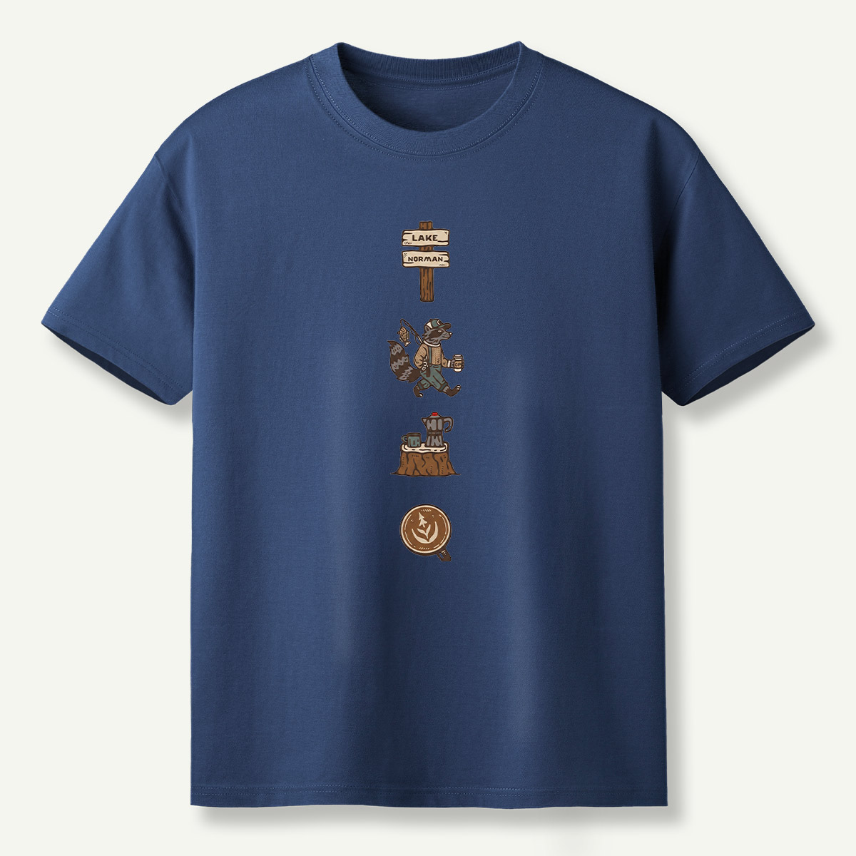 Lake Norman Raccoon Fishing And Coffee T-Shirt