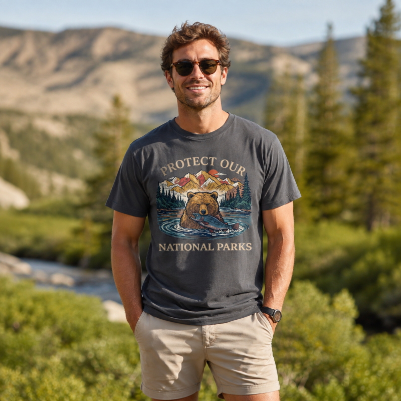 Protect Our National Parks Bear & Salmon T-Shirt