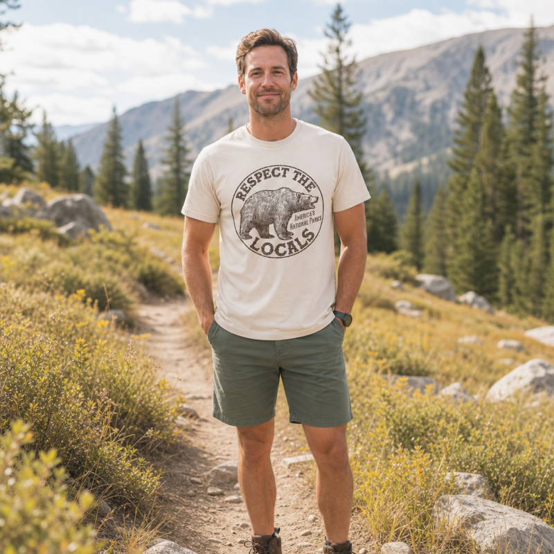 Respect the Locals Bear National Parks  T-Shirt