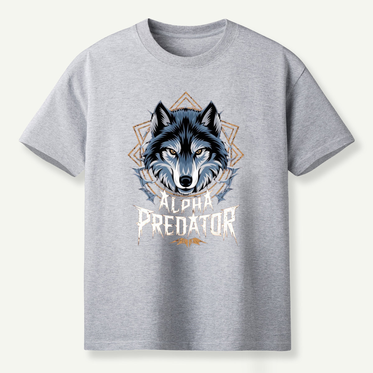 Alpha Predator Wolf Head Geometric Wildlife Emblem T-Shirt