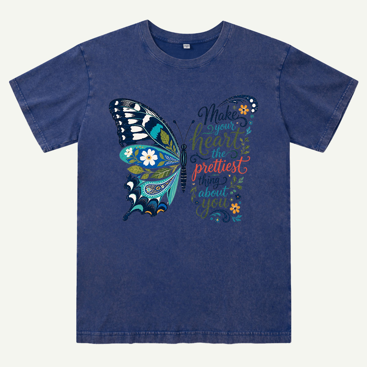 Inspirational Butterfly Nature Quote Washed T-Shirt