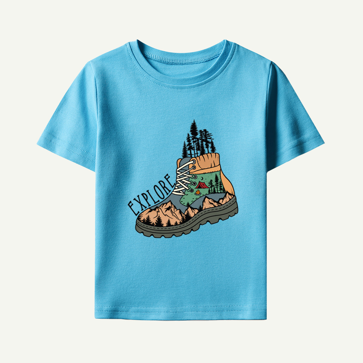 Explore Outdoor Boot Landscape Kids T-Shirt