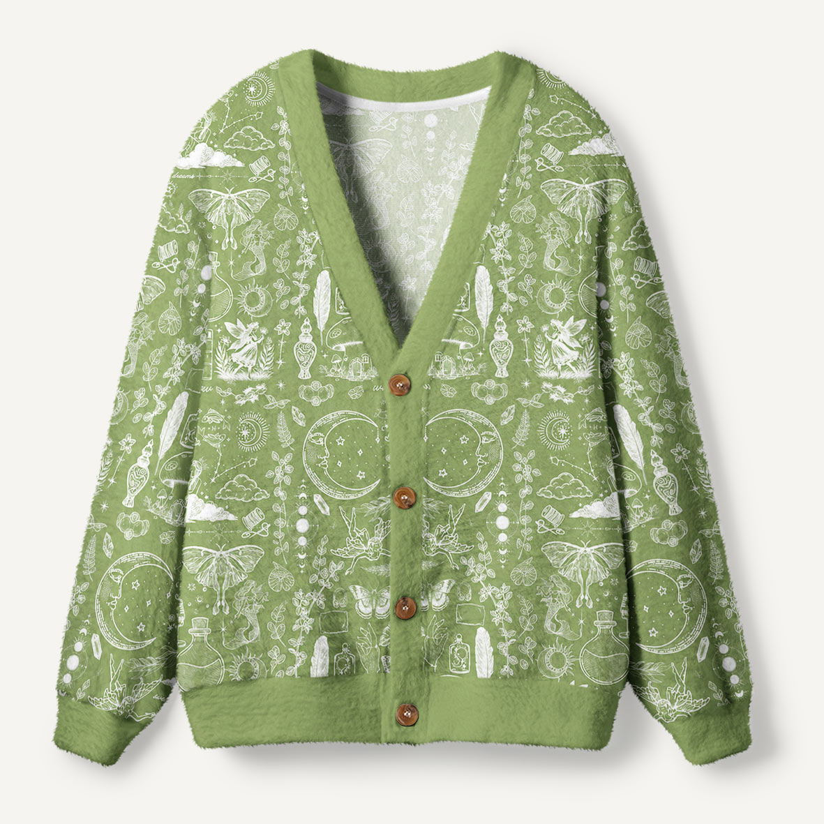 Whispering Willow Sweet Dreams Fairy Moon And Magical Forest Ugly Cardigan Sweaters